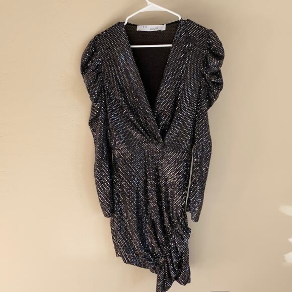 IRO Dress In Black with Metallic Silver Size: 38 - Picture 1 of 6